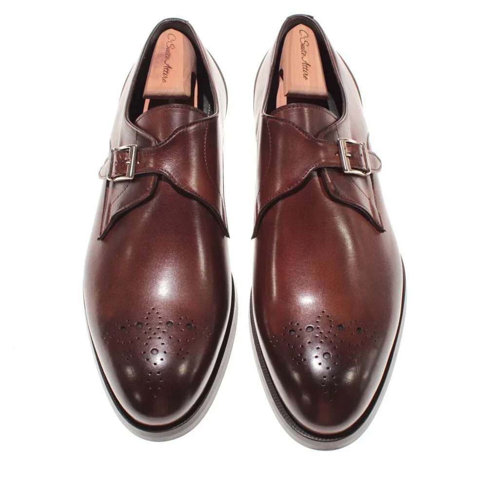 Pastori NWB Single Monk Strap Dress Shoes Size 11.5 US in Brown Leather